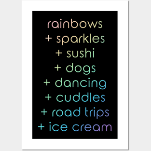 Rainbows + Sparkles + Sushi + Dogs + Dancing Posters and Art